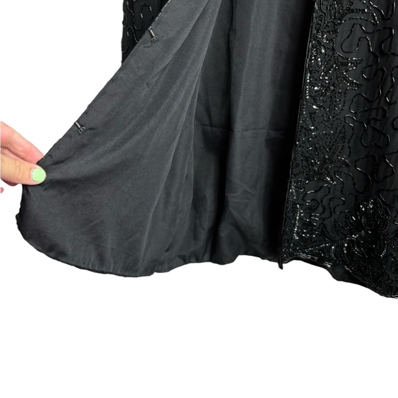 JMD New York Beaded Silk Black Jacket Cardigan Holiday Party Evening Wear - Picture 6 of 9